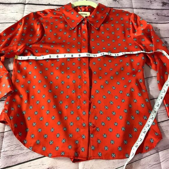 L'AGENCE Royal Red Maestro Jil Silk Charmeuse Button Blouse 3/4 Sleeve Size SP - Picture 10 of 13